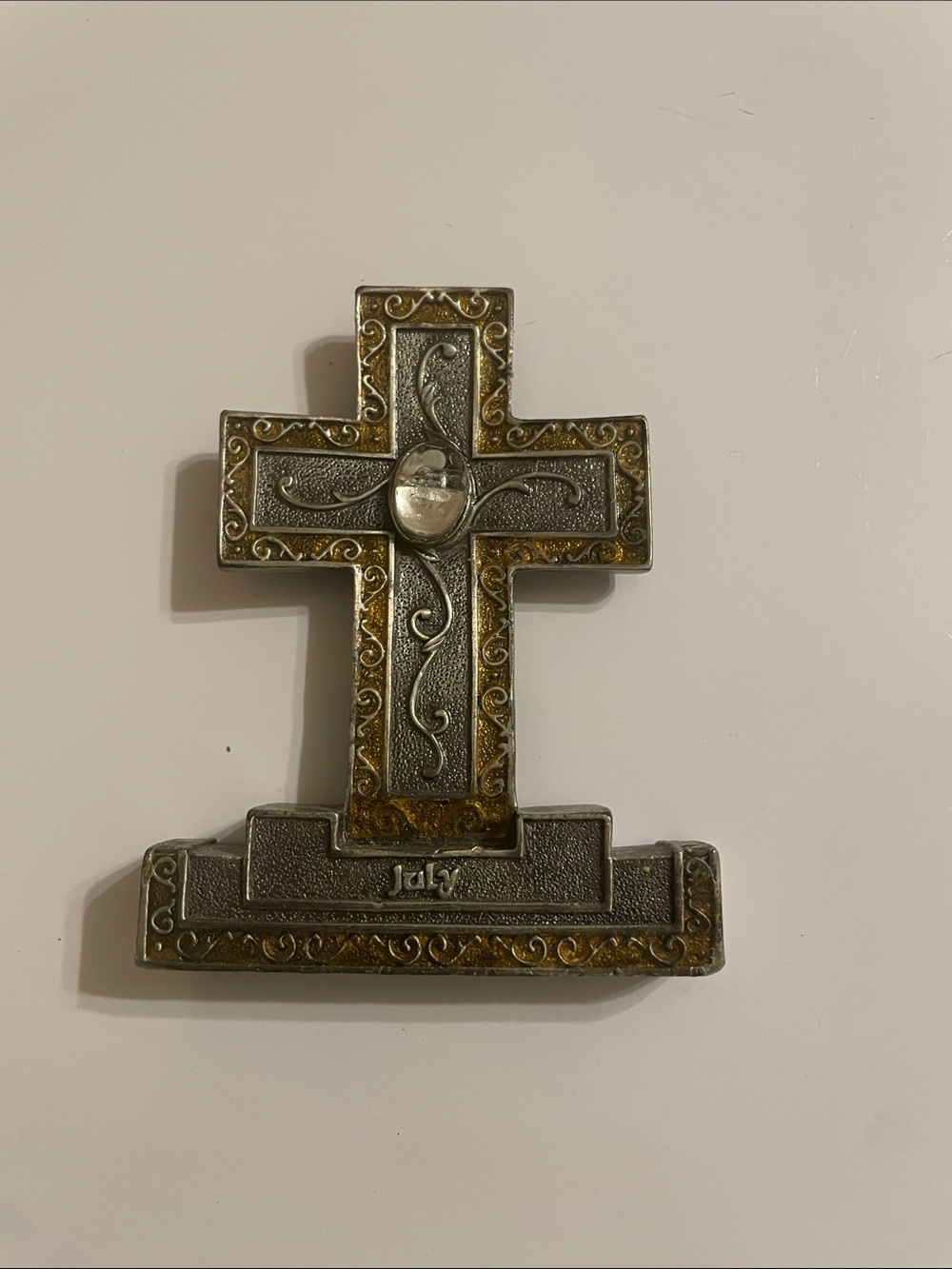 Silver and Gold Decorative Cross Wall Accent